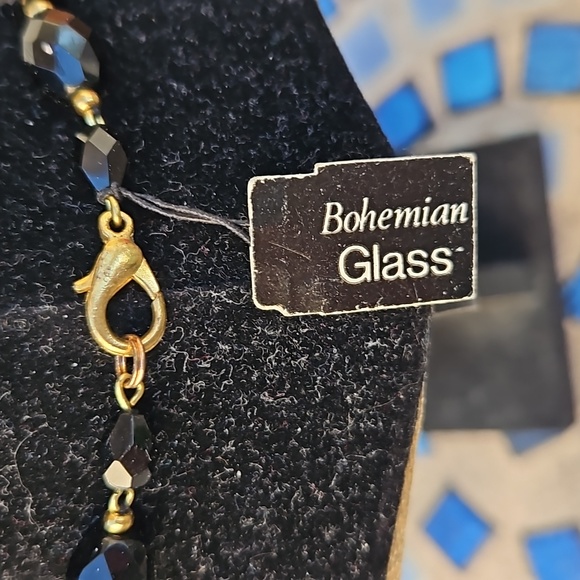 Bohemian Goldtone Jet Black Glass Beaded Necklace - Picture 4 of 4